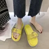 Women's Slippers Casual metal button Thick Platforms Shoes Slippers Flip Flops Ladies Slides Rome Beach Sandals Transparent X1020