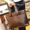 Bortkörningar KibDream Men Made Leather Vintage Casual Portcase Business Shoulder Bag Messenger Bags Computer Laptop Handbag Bag1