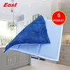 East 5pcs Microfiber Kitchen Towel Dish Cleaning Cloth Absorbent Wipes Blue Household Cleaning Thick Scouring Pad 201021