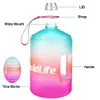 QuiFit 3,78 l, 2,2 l, 1,3 l, transparent, große Gallone Trinkwasserflaschen, Kunststoff, großes Fassungsvermögen, für Fitnessstudio, Fitness, Tourismus, BPA-frei, Sport 201105