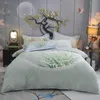 Vintage Shabby Blossom Flowers Gray Duvet Cover 100%Cotton Soft Bedding set Quilt Cover Bed Sheet Pillowcases Queen King size 201119