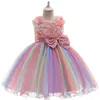 Licorne Fleur Arc Robes De Pâques Princesse Robe Enfants Filles Costume Enfants Anniversaire De Mariage Jupe 20220225 H1