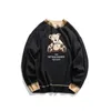 2020 Retro Men Tröjor Retro Teddy Bear Pattern Acrylic Oversize Hip Hop Streetwear Harajuku Höst Nya Pullover Mäns Tröjor