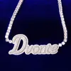 Hoge kwaliteit vergulde bling kubieke cz steen diy aangepaste naam brief hanger ketting met 4mm 20 inch CZ tennis ketting voor mannen vrouwen