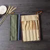 Taşınabilir Çatal Seti Bambu Sofra Takımı Seti Bıçak Çatal Kaşık Saman Için Açık Seyahat Yemek Seti Tuval Ambalaj Çantası Güzel Hediye SN1914