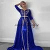 Royal Blue Abaya Dubai Vestido de Noite Appliques Lace Marroquino Kaftan Long Prom Vestidos De Festa Muçulmana