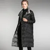 LUZUZI Doppelseite Damen Winter Daunenjacke Mode langer zweireihiger Daunenmantel weiblich Warmer weißer Entendaunenparka 200922