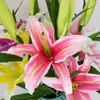 Free shipping 3 single lily artificial flower plant artificial flower wedding flower arrangement decoration living room bedroom display