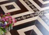 黒い色のローズウッド木製の床の床の幾何学的なデザインの陶磁器のタイルカーペットリビングモールの木材フラワーセンターインレイマシュレーウォールの装飾アートワークハードウッドパッケ