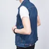 Gilet di jeans in cotone da uomo con molte tasche Gilet di jeans blu taglie forti da uomo Gilet da uomo slim fit senza maniche Colete 4XL 5XL 201120