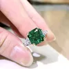 OEVAS 100% 925 Sterling Zilver 10*10mm Emerald High Carbon Diamanten Ringen Voor Vrouwen Sprankelende Bruiloft Fijne Sieraden Groothandel Gift 220209