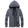 Veste d'hiver pour hommes, veste en fourrure à capuche en velours épais, pull tricoté rembourré, Cardigan printemps extérieur 201028