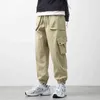 2021 Nowa Wiosna Moda Multi-Pockets Khaki Black Męskie Męskie Spodnie Jogger Streetwear Casual Baggy Spodnie G0104