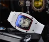 Top Digite Version Skeleton Dial All Fiber Pattern Case Japan Sapphire Woman Watch Rubber Designer Sport Watches277h