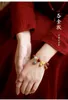 Pulseira clássica natural minério autêntico cinnabar roxo ouro braceletes de areia animal pulseira de jóias para homens e mulheres