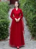 Robe Hanfu rouge ancienne orientale pour femme, Costumes de danse traditionnelle chinoise, vêtements de fée élégants, vêtements de scène pour spectacle folklorique