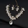 Jiayijiaduo Ensemble de bijoux de mariage de mariée / Collier en cristal Boucles d'oreilles Type de feuille classique pour les femmes NE + EA Y200602 QN8M