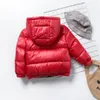 Merk Jongens Meisjes Down Jas Effen Kleur Dubbelzijdig Slijtage Hooded White Down Jacket Nieuwe Winter Baby Plaid Dikkere Dikke Jas LJ201125