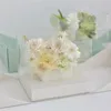 Caixa de papel portátil dobrável em pvc transparente, janela quadrada em v com fita surpresa rosa flor buquê arranjo europeu gif1300s