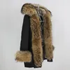 OFTBUY nouvelle longue Parka veste d'hiver femmes réel manteau de fourrure de renard naturel col de fourrure de raton laveur capuche épais chaud Streetwear vêtements d'extérieur