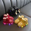 Haute Qualité Enfants PU Bottes Chaussures Enfants Bébé LED Light Up Sneakers Lumineux Hiver Chaud Neige HookLoop Boot LJ201029