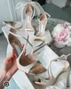 Wedding Shoes -- Aveline Bow-embellished Sandals Shoes Azia Strappy Women High Heels Exquisite Evening Lady Summer Pumps With Box.EU35-43