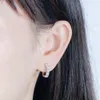 Transgems 14k 585 White Gold 1CTW 3mm F Color Hoop Earrings for Women Gift U Shaped Huggie Earrings Y200620