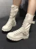 부츠 2021 봄 가을 여성 신발 캔버스 캐주얼 하이 탑 긴 레이스 업 지퍼 편안한 평면 sneakers1