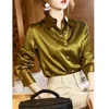 Jakość marki luksusowe kobiety koszula eleganckie biuro zapinane koszule z długim rękawem Momi jedwabna krepa satynowe bluzki biznesowy top damski 220207