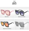 نظارة شمسية كبيرة الحجم مربع النظارات الشمسية نساء أزياء الظلال الوردية للنساء نظارات شمس كبيرة UV400