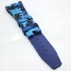 27mm Camouflage Blue Color Rubber Watch Band 18mm Folding Clasp Lug Size AP Strap for Royal Oak 39mm 41mm Watch 15400 15390162R