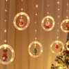 크리스마스 LED 문자열 빛 만화 펜던트 산타 클로스 크리스마스 트리 모자 순 록 파티 휴일 벽 창 장식 안뜰 분위기 소품 USB 전원