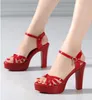 2020 new design girls fashion chunky heels sandals women's summer high heel 11cm pumps lady's platform thick sexy shoe big size 42 43 10#P42