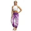 Européens en gros populaire multicolore Tie Dye Imprimer taille élastique poche lâche pantalons longs taille haute femme pantalon T200618