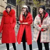 Frauen Unten Parkas 2021 Mode Winter Jacke Frauen Große Pelz Mit Kapuze Dicken Langen Weiblichen Mantel Schlank Warme Outwear1