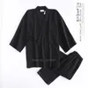 Kimono Pamas definido para masculino samurai algodão Tradicional as calças de topo japonês de cor pura casual respirável yukata sleepwear 201109