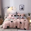 Simple coeur nordique housse de couette housse de couette rose ensemble de literie drap de lit king size simple double reine linge de lit LJ201015