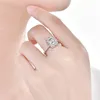 Classic 925 Sterling Silver ring 8 * 11mm Rectangular emerald flower round bottom zircon ring diamond Jewellery