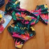 2020 Sexy Ruffle Women Swimwear 1pc цветочный принт купальник Push Up Monokini Bodysuit Primin