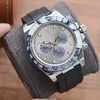 Męski zegarek automatyczny gumowy pasek 40 mm obudowa ze stali nierdzewnej Trzy oczy Sapphire Waterproof Watches Luxusuhr Montre de Luxe281n