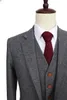 Ull retro grå sillben tweed brittisk stil skräddarsydd mäns kostym skräddare smal passform blazer bröllop kostymer för män 3 stycken 201106