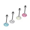 1pcs Rhinestone Tongue Piercing Ring Stainless Steel Disco Ball Tongue Barbell Nipple Piercing Ring Women Body Pirsing Lengua F sqcrnz