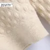 Zevity kadın moda, yaka geometrik desen örgü süveteri dişi şık yay bağlı göğüslü hırka üstleri s425 201224