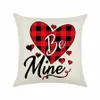 Röd Rose Heart Linne Dekorativt Kasta Kuddefodral Jag älskar dig Letter Cushion Sofa Bilskydd Alla hjärtans dag Present T3i51685