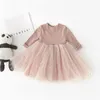 Długi rękaw Tutu Koronki Dresses Baby Girls Wiosna Winter Infantil Newborn 1st Urodziny Dress Party Odzież Christening Suknia Casual Nosić 20220228 Q2