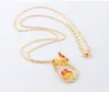 Water Drop Painting Necklace 2 Gold Plated Link Long Chain Necklaces Zircon Butterfly Necklace