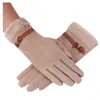 Gants d'hiver pour femmes, élégants et chauds, mitaines de luxe avec nœud papillon, polaire thermique épaisse, guantes mujer1380536