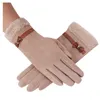 Gants d'hiver pour femmes, gants chauds et élégants, mitaines de luxe avec nœud papillon, polaire thermique épaisse, guantes mujer3003563