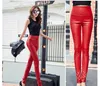 New design fashion women's plus velvet warm sexy bodycon tunic high waist PU leather candy color pencil pants long trousers SMLXLXXL