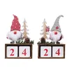 Рождество Обои для рабочего украшения Санта-Клаус Gnome Календарь Деревянные Рождество Адвента Обратный отсчет Украшение Главная Столешница Декор JK2010XB
